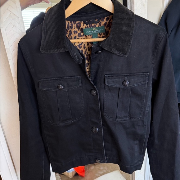Ralph Lauren Vintage Black Jean Barn Jacket with Corduroy Collar - Picture 2 of 5